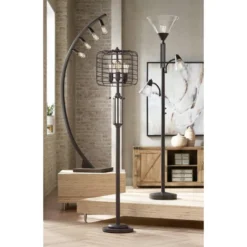 Franklin Iron Works Warwick Industrial Torchiere Floor Lamp With Side Lights 71 1/2" Tall Tiger Bronze LED Clear Seedy Glass For Living Room Reading 16 Franklin Iron Works Warwick Industrial Torchiere Floor Lamp With Side Lights 71 1/2" Tall Tiger Bronze LED Clear Seedy Glass For Living Room Reading -Home Furnishings Store GUEST 023745ec 43a4 41a8 8b0c dd8b58eadc03