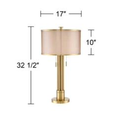 Possini Euro Design Granview Modern Table Lamp 32 1/2" Tall Brass Column Taupe Organza Outer Off White Linen Inner Drum Shade For Bedroom Living Room 16 Possini Euro Design Granview Modern Table Lamp 32 1/2" Tall Brass Column Taupe Organza Outer Off White Linen Inner Drum Shade For Bedroom Living Room -Home Furnishings Store GUEST 04c72a7f 13a7 48df a539 a4e1a28cd6d9