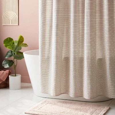 Woven Dotted Line Shower Curtain - Threshold™ 3 Woven Dotted Line Shower Curtain - Threshold™