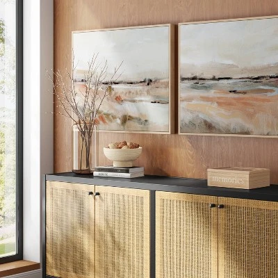 (Set Of 2) 24" X 30" Faded Landscape Framed Wall Canvases Natural - Threshold™ 3 (Set Of 2) 24" X 30" Faded Landscape Framed Wall Canvases Natural - Threshold™