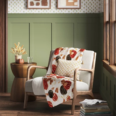 Pumpkin Printed Plush With Shearling Reverse Throw Blanket - Threshold™ 3 Pumpkin Printed Plush With Shearling Reverse Throw Blanket - Threshold™