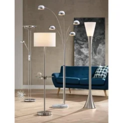 Possini Euro Design Infini Mid Century Modern Arc Floor Lamp 78" Tall Chrome 5 Light Swivel Dome Shades For Living Room Reading Bedroom Office House -Home Furnishings Store GUEST 1b82715a 7bee 4419 9af3 406a6342b315