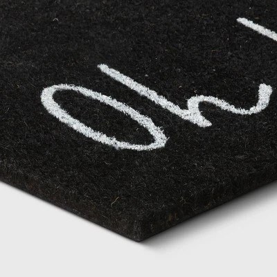 1'6"x2'6" Oh Hello Doormat Black - Threshold™ 4 1'6"x2'6" Oh Hello Doormat Black - Threshold™ - Image 2