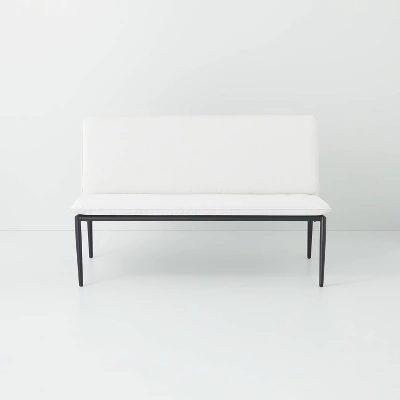 Cushioned Metal Outdoor Loveseat - Cream/Black - Hearth & Hand™ With Magnolia 4 Cushioned Metal Outdoor Loveseat - Cream/Black - Hearth & Hand™ With Magnolia - Image 2