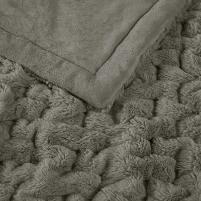50"x60" Ruched Faux Fur Throw Blanket - Madison Park 6 50"x60" Ruched Faux Fur Throw Blanket - Madison Park - Image 4