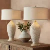 360 Lighting Cody Rustic Farmhouse Table Lamps 24 1/2" High Set Of 2 Beige Textured Pebble Drum Shade For Bedroom Living Room Bedside Nightstand House -Home Furnishings Store GUEST 230fd84b 280f 479d 9e57 f99bf4ee5985