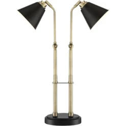 Possini Euro Design Sentry Modern Mid Century Desk Lamp 23" High Black Brass With USB Charging Port LED Adjustable Cone Shade For Bedroom Living Room -Home Furnishings Store GUEST 23a902e2 1768 4a21 b4e8 f727be00628c