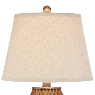 360 Lighting Buckhead Modern Accent Table Lamp 22" High Warm Bronze Brown Geometric Fabric Drum Shade For Bedroom Living Room Bedside Nightstand 5 360 Lighting Buckhead Modern Accent Table Lamp 22" High Warm Bronze Brown Geometric Fabric Drum Shade For Bedroom Living Room Bedside Nightstand - Image 3