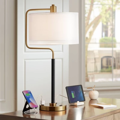 Possini Euro Design Possini Euro Carlyle USB Port And Outlet Modern Desk Lamps Set Of 2 9 Possini Euro Design Possini Euro Carlyle USB Port And Outlet Modern Desk Lamps Set Of 2 - Image 7