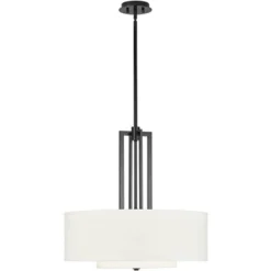 Possini Euro Design Sundry Semi Gloss Black Drum Pendant Chandelier 24" Wide Modern Double Shade 4-Light Fixture For Dining Room Foyer Kitchen Island -Home Furnishings Store GUEST 27e81486 f3db 4192 b64a d18fef770ca4