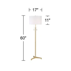 Possini Euro Design Encino Modern Tripod Floor Lamp Standing 60" Tall Brass Gold Metal Off White Fabric Drum Shade For Living Room Bedroom Office Home -Home Furnishings Store GUEST 2804ff2d 7ac0 49c6 b869 7723a1d7e825