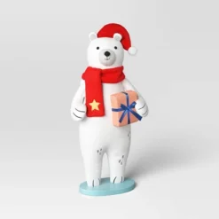 23.5" Fabric Polar Bear Holding Gift Animal Statue - Wondershop™ White -Home Furnishings Store GUEST 293ae248 0104 41da a102 1180a73922be
