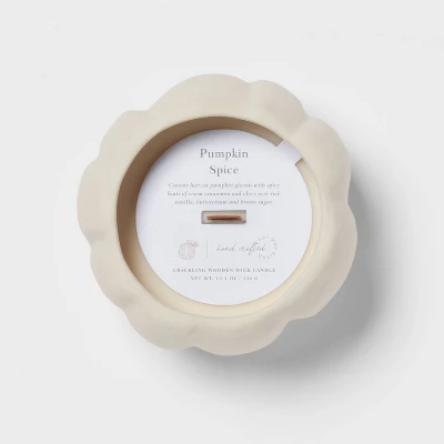 12oz Brushed Abstract Pumpkin Ceramic With Woodwick And Dustcover Warm Cider + Cinnamon Candle - Threshold™ 6 12oz Brushed Abstract Pumpkin Ceramic With Woodwick And Dustcover Warm Cider + Cinnamon Candle - Threshold™ - Image 4