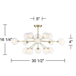 Possini Euro Design Modern Ceiling Light Semi Flush Mount Fixture Sputnik Brass 30 1/2" Wide 15-Light Double Glass Ball Hallway 13 Possini Euro Design Modern Ceiling Light Semi Flush Mount Fixture Sputnik Brass 30 1/2" Wide 15-Light Double Glass Ball Hallway -Home Furnishings Store GUEST 317f6f78 bba3 4e43 bc4e 75fe5664e121