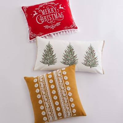 Folk Deer Merry Christmas Decorative Pillow White - Levtex Home 3 Folk Deer Merry Christmas Decorative Pillow White - Levtex Home