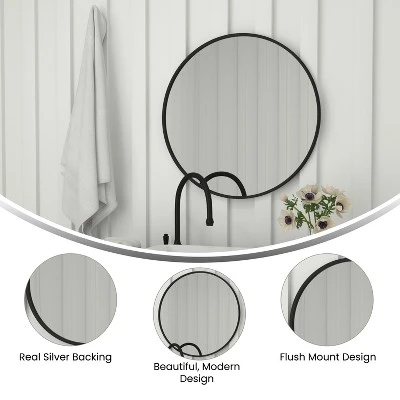 Emma And Oliver Wall Mounted Mirror With Iron Frame, Silver Backing And Shatterproof Glass For Entryways, Bathrooms And More 7 Emma And Oliver Wall Mounted Mirror With Iron Frame, Silver Backing And Shatterproof Glass For Entryways, Bathrooms And More - Image 5