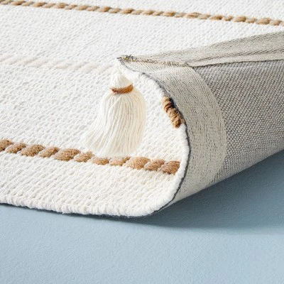 Bold Cross Stripes Tassel Rug Cream/Tan - Hearth & Hand™ With Magnolia 5 Bold Cross Stripes Tassel Rug Cream/Tan - Hearth & Hand™ With Magnolia - Image 3