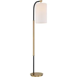 Possini Euro Design Sausalito Mid Century Modern Downbridge Floor Lamp 67" Tall Warm Gold Black Metal Linen Cylinder Shade For Living Room Reading -Home Furnishings Store GUEST 3bf9f407 266b 44e5 967a ea8d12b8c2cd