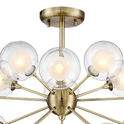Possini Euro Design Modern Ceiling Light Semi Flush Mount Fixture Sputnik Brass 30 1/2" Wide 15-Light Double Glass Ball Hallway 5 Possini Euro Design Modern Ceiling Light Semi Flush Mount Fixture Sputnik Brass 30 1/2" Wide 15-Light Double Glass Ball Hallway - Image 3