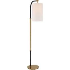 Possini Euro Design Sausalito Mid Century Modern Downbridge Floor Lamp 67" Tall Warm Gold Black Metal Linen Cylinder Shade For Living Room Reading -Home Furnishings Store GUEST 445aba6b dd36 4b8e 8106 e7d50d67ca60