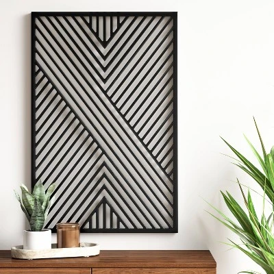 Geometric MDF Wood Wall Panel Black - Project 62™ 3 Geometric MDF Wood Wall Panel Black - Project 62™