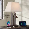 Possini Euro Design Deacon Modern Desk Table Lamp 26" High Bronze With USB And AC Power Outlet In Base LED Reading Light Oatmeal Shade For Office Desk -Home Furnishings Store GUEST 46b1f895 ae24 4503 a712 2940ef37d739