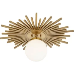 Possini Euro Design Hazel Modern Ceiling Light Semi Flush Mount Fixture 24" Wide Warm Brass White Globe Shade For Bedroom Kitchen Living Room Hallway 13 Possini Euro Design Hazel Modern Ceiling Light Semi Flush Mount Fixture 24" Wide Warm Brass White Globe Shade For Bedroom Kitchen Living Room Hallway -Home Furnishings Store GUEST 48188eba 2f68 4f86 9f8a a54dd55ba25f