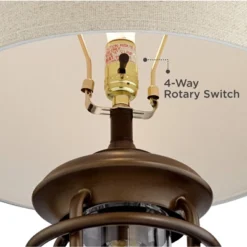 Franklin Iron Works Andreas Industrial Table Lamp 26" High Brown Metal With Nightlight LED And USB Charging Port Oatmeal Shade For Living Room Desk -Home Furnishings Store GUEST 48784dc5 bb0b 4357 a102 7b377aac726c