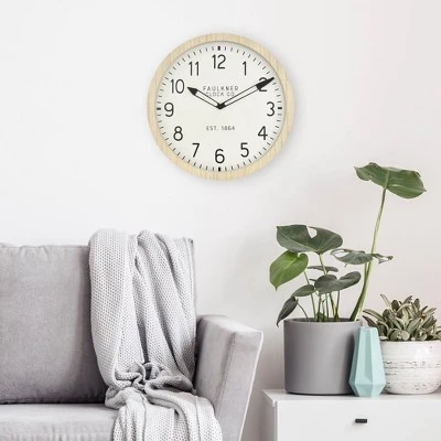 16" Wall Clock Wood - Threshold™ 4 16" Wall Clock Wood - Threshold™ - Image 2