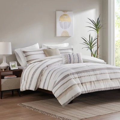 Madison Park 5pc Cove Clipped Jacquard Comforter Set White/Assorted Beiges 3 Madison Park 5pc Cove Clipped Jacquard Comforter Set White/Assorted Beiges