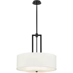 Possini Euro Design Sundry Semi Gloss Black Drum Pendant Chandelier 24" Wide Modern Double Shade 4-Light Fixture For Dining Room Foyer Kitchen Island -Home Furnishings Store GUEST 520f41d9 c7a3 40e6 890a 652e0a63a17f