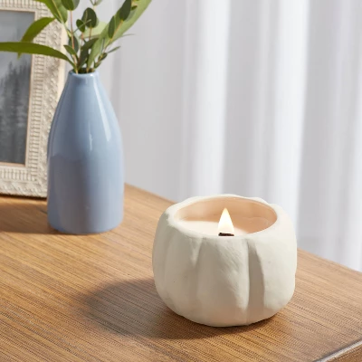 12oz Brushed Abstract Pumpkin Ceramic With Woodwick And Dustcover Honeycrisp Apple Cider Candle - Threshold™ 3 12oz Brushed Abstract Pumpkin Ceramic With Woodwick And Dustcover Honeycrisp Apple Cider Candle - Threshold™