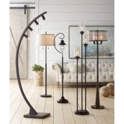 Franklin Iron Works Arcos Industrial Arc Floor Lamp 71" Tall Bronze Brown Metal Dimmable LED Decor For Living Room Reading Bedroom Office House Home -Home Furnishings Store GUEST 5810e929 2f4c 4e54 8434 2533ddae9e0e