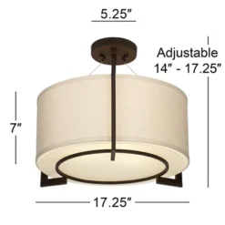 Possini Euro Design Stinson Modern Ceiling Light Semi Flush Mount Fixture 17 1/4" Wide Bronze 3-Light Linen Drum Shade For Bedroom Kitchen Living Room 14 Possini Euro Design Stinson Modern Ceiling Light Semi Flush Mount Fixture 17 1/4" Wide Bronze 3-Light Linen Drum Shade For Bedroom Kitchen Living Room -Home Furnishings Store GUEST 5cfc32a1 5a13 49e4 b20a c7db2f1f1e48