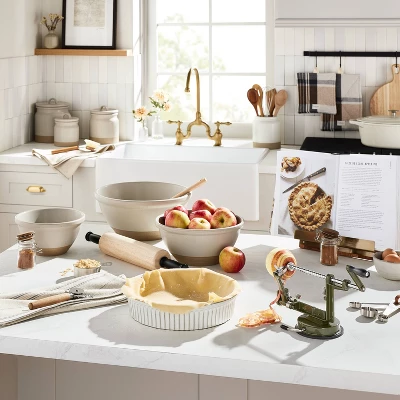 10.5" Fluted Stoneware Pie Dish Cream - Hearth & Hand™ With Magnolia 3 10.5" Fluted Stoneware Pie Dish Cream - Hearth & Hand™ With Magnolia