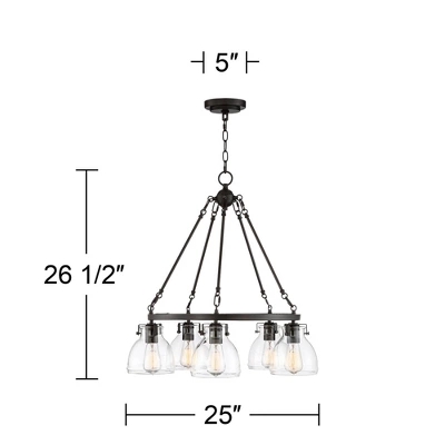 Possini Euro Design Bellis Bronze Wagon Wheel Pendant Chandelier 25" Wide Modern Clear Glass 5-Light Fixture For Dining Room House Kitchen Island Home 9 Possini Euro Design Bellis Bronze Wagon Wheel Pendant Chandelier 25" Wide Modern Clear Glass 5-Light Fixture For Dining Room House Kitchen Island Home - Image 7
