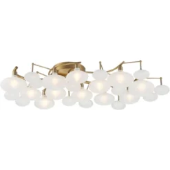 Possini Euro Design Lilypad Modern Ceiling Light Semi Flush Mount Fixture 30 1/4" Wide Warm Brass 12-Light Frosted Glass Shade For Bedroom Living Room 13 Possini Euro Design Lilypad Modern Ceiling Light Semi Flush Mount Fixture 30 1/4" Wide Warm Brass 12-Light Frosted Glass Shade For Bedroom Living Room -Home Furnishings Store GUEST 6290ad1c 7303 4beb b78c 9260da63b240