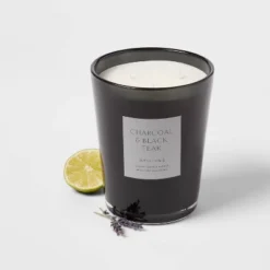 Colored Vase Glass With Dustcover & Black Teak Candle Black - Threshold™ -Home Furnishings Store GUEST 66c22c12 0000 46e4 be57 6b08af1be607