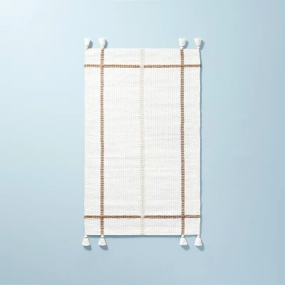 Bold Cross Stripes Tassel Rug Cream/Tan - Hearth & Hand™ With Magnolia 8 Bold Cross Stripes Tassel Rug Cream/Tan - Hearth & Hand™ With Magnolia - Image 6