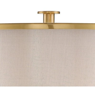 Possini Euro Design Granview Modern Table Lamp 32 1/2" Tall Brass Column Taupe Organza Outer Off White Linen Inner Drum Shade For Bedroom Living Room 4 Possini Euro Design Granview Modern Table Lamp 32 1/2" Tall Brass Column Taupe Organza Outer Off White Linen Inner Drum Shade For Bedroom Living Room - Image 2