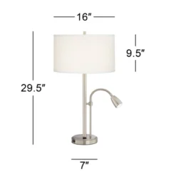 Possini Euro Design Traverse Modern Table Lamps Set Of 2 29 1/2" Tall Brushed Nickel With USB Charging Port LED Gooseneck White Drum Shade For Desk 13 Possini Euro Design Traverse Modern Table Lamps Set Of 2 29 1/2" Tall Brushed Nickel With USB Charging Port LED Gooseneck White Drum Shade For Desk -Home Furnishings Store GUEST 6d7b83aa 79f5 4aad 8a9b 164194cb3e7e