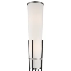 Possini Euro Design Flute Modern Torchiere Floor Lamp 64" Tall Satin Black Brushed Nickel White Linen Shade For Living Room Bedroom Office House Home -Home Furnishings Store GUEST 6d8338c9 1eea 4637 a805 c6f342edfa75