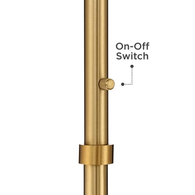 Possini Euro Design Artisan Swing Arm Floor Lamp 62.25" Tall Warm Antique Brass Linen Drum Shade For Living Room Reading Bedroom Office 6 Possini Euro Design Artisan Swing Arm Floor Lamp 62.25" Tall Warm Antique Brass Linen Drum Shade For Living Room Reading Bedroom Office - Image 4