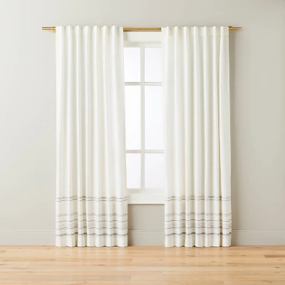 Engineered Hem Stripes Curtain Panel Cream/Gray - Hearth & Hand™ With Magnolia 5 Engineered Hem Stripes Curtain Panel Cream/Gray - Hearth & Hand™ With Magnolia - Image 3