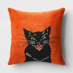 Fierce Cat Applique Cotton Velvet Square Halloween Throw Pillow - Threshold™ -Home Furnishings Store GUEST 75d286a9 5b9e 4de0 9d76 c71c6fcc15aa