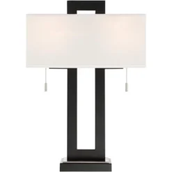 360 Lighting Neil Modern Rustic Table Lamp 26" High Black Metal With USB Charging Port White Rectangular Shade For Bedroom Living Room Bedside Desk 16 360 Lighting Neil Modern Rustic Table Lamp 26" High Black Metal With USB Charging Port White Rectangular Shade For Bedroom Living Room Bedside Desk -Home Furnishings Store GUEST 7684b29a 9dc3 44bb afdd 20a3328b68f1