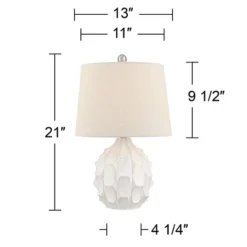 360 Lighting Ellen 21" High Sculptured Small Mid Century Modern Coastal Accent Table Lamp White Ceramic Single Living Room Bedroom Bedside Nightstand 16 360 Lighting Ellen 21" High Sculptured Small Mid Century Modern Coastal Accent Table Lamp White Ceramic Single Living Room Bedroom Bedside Nightstand -Home Furnishings Store GUEST 78a35270 b85f 470b 8d36 f557ab41e97c