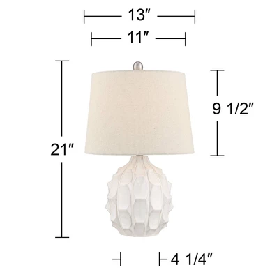 360 Lighting Ellen 21" High Sculptured Small Mid Century Modern Coastal Accent Table Lamp White Ceramic Single Living Room Bedroom Bedside Nightstand 9 360 Lighting Ellen 21" High Sculptured Small Mid Century Modern Coastal Accent Table Lamp White Ceramic Single Living Room Bedroom Bedside Nightstand - Image 7