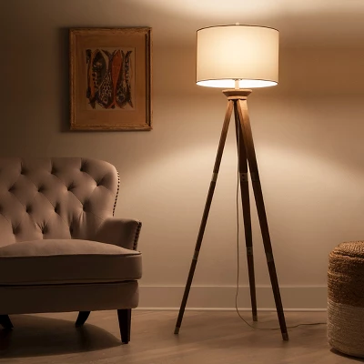 Oak Wood Tripod Floor Lamp Dark Brown - Threshold™ 5 Oak Wood Tripod Floor Lamp Dark Brown - Threshold™ - Image 3