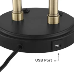 Possini Euro Design Sentry Modern Mid Century Desk Lamp 23" High Black Brass With USB Charging Port LED Adjustable Cone Shade For Bedroom Living Room -Home Furnishings Store GUEST 84aa50d5 b673 4b3a b5f2 3168750c699e